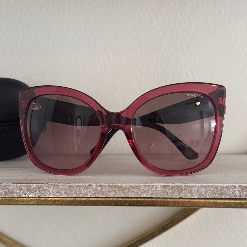 Vogue Pink/Burgundy Cat-Eye Sunglasses - Picture 2 of 3